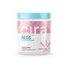 Cira Glow-Getter Reds Superfood Powder Aloha Punch in a white tub with a pink label and a blue lid